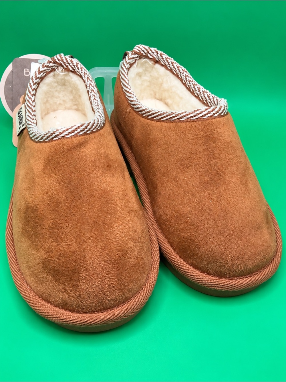 BEARPAW Kids Brown Faux Fur Lined Clog Slippers Size 8 NWT